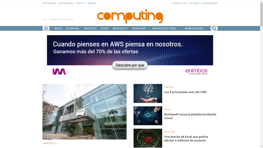 captura de pantalla del artículo en la revista Computing