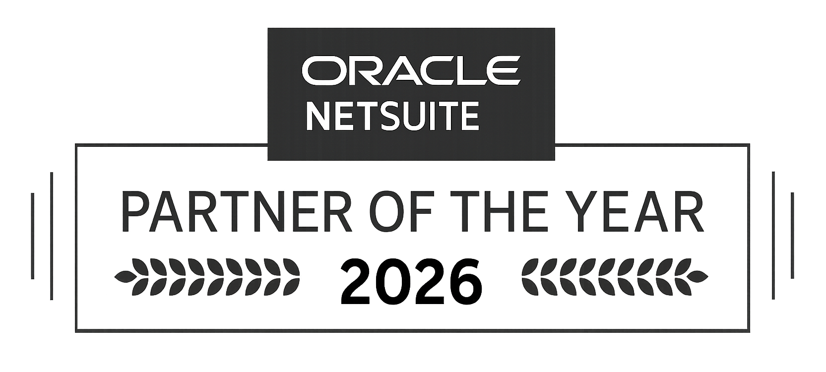 Oracle NetSuite Partner of the Year 2026 Award logo - black