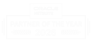 NetSuite Partner of the Year 2026 Award logo in white